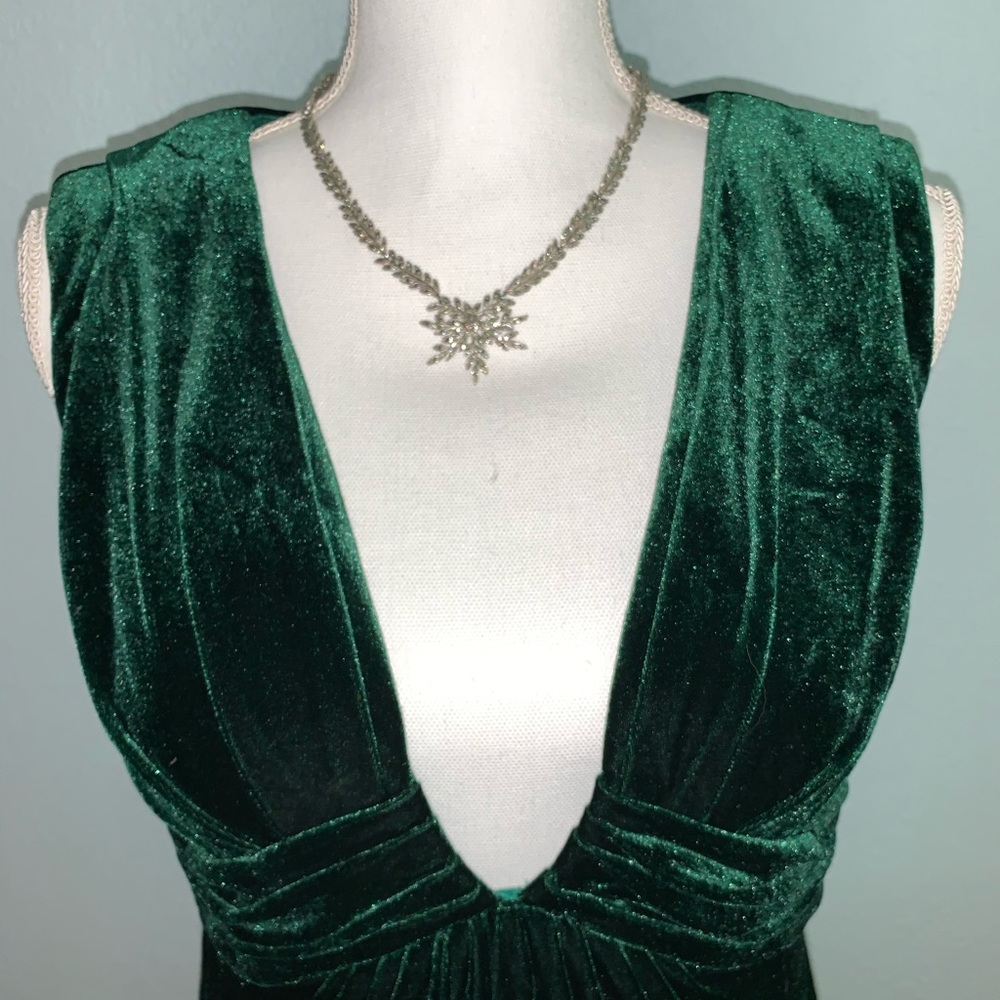 Velvet emerald floor length dress